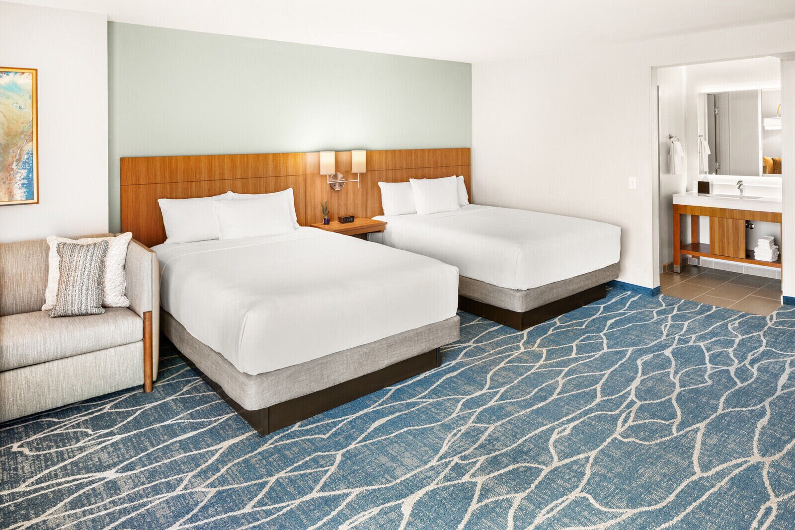 Interior of one of our double queen accessible hotel rooms in Waikiki Beach