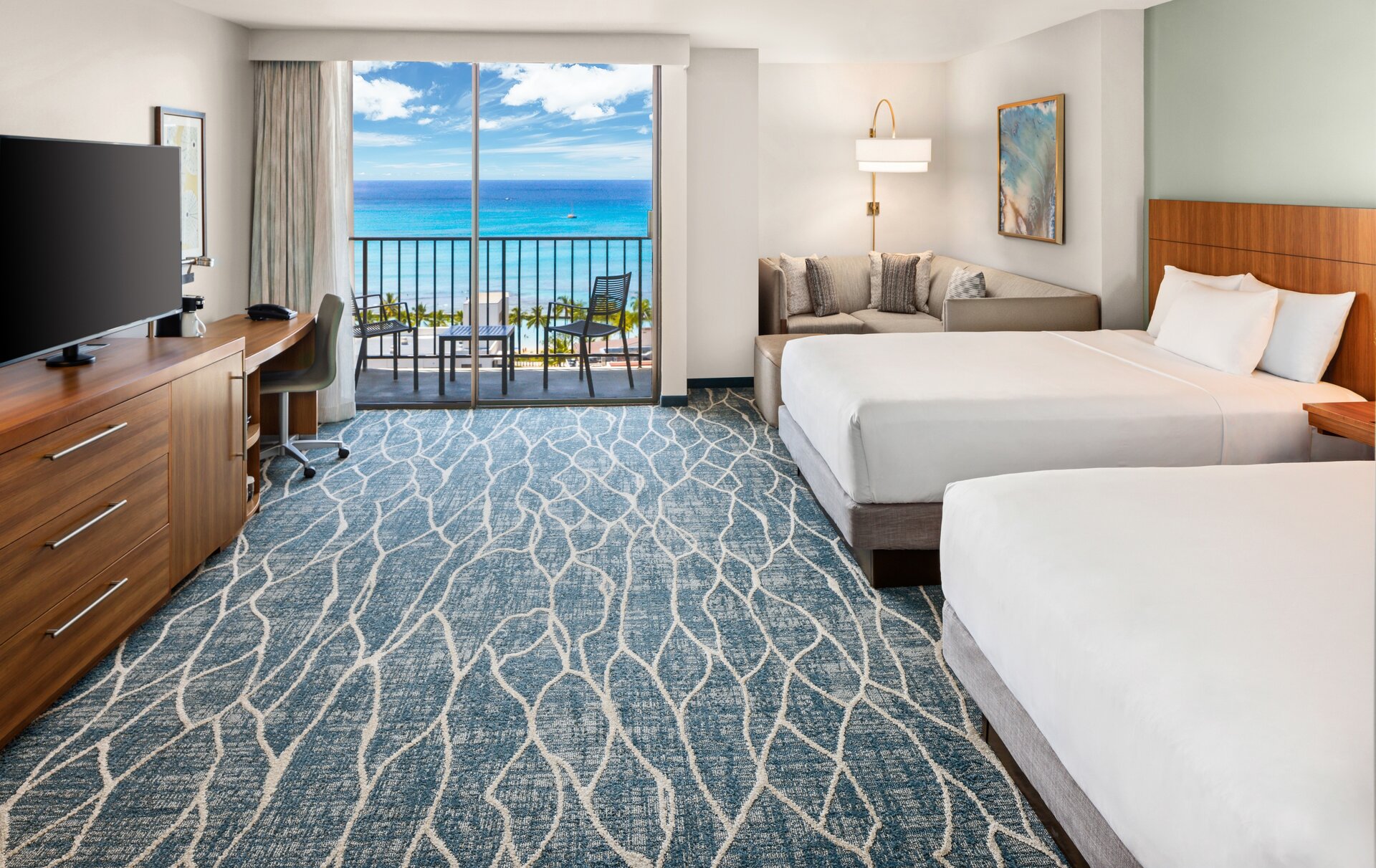 Interior of one of our Waikiki Beach hotel rooms