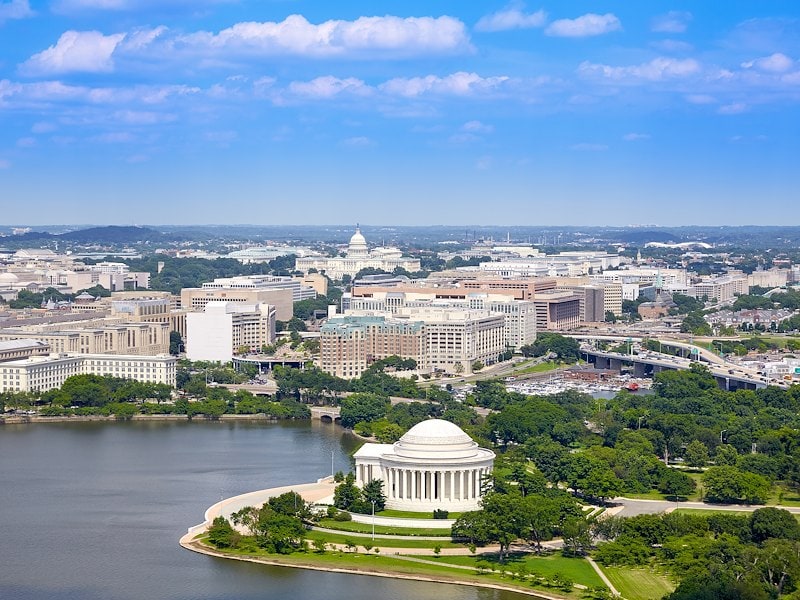 Aerial view of Washington, DC