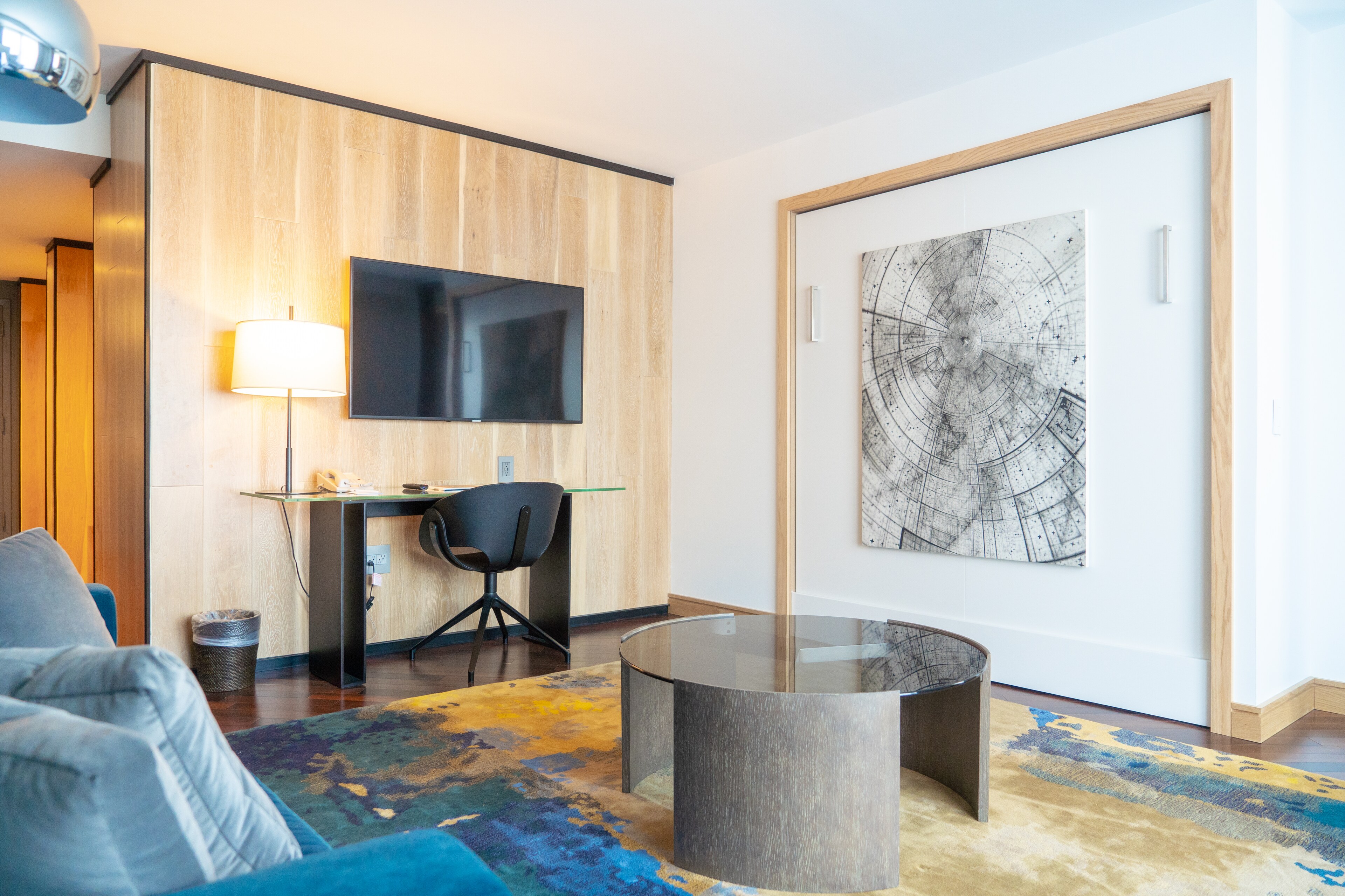 Cozy guest room at The Windsor Suites in Philadelphia, Pennsylvania.