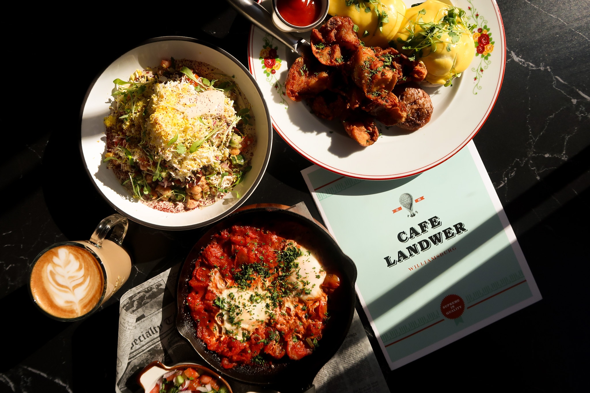 A selection of food on a table