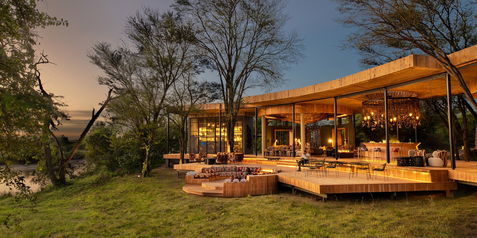 The lodge is set on a tributary of the Grumeri River in a remote part of Serengeti National park