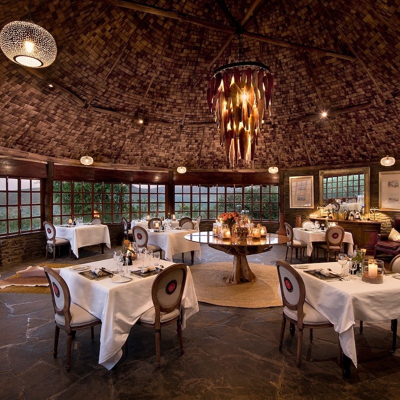 The main indoor dining area at Klein's Camp