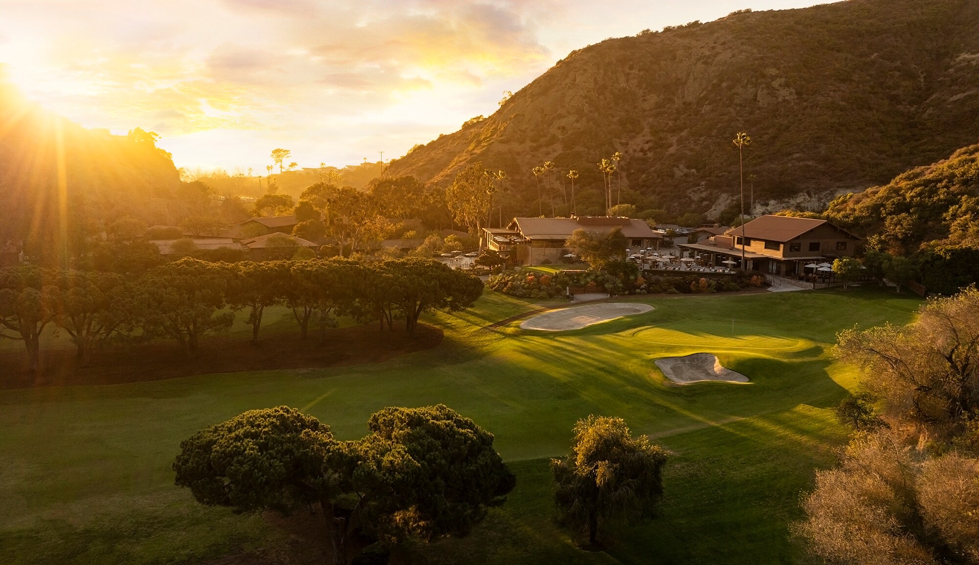 Scenic golf course at sunset at Beyond Green in Newport Beach, CA