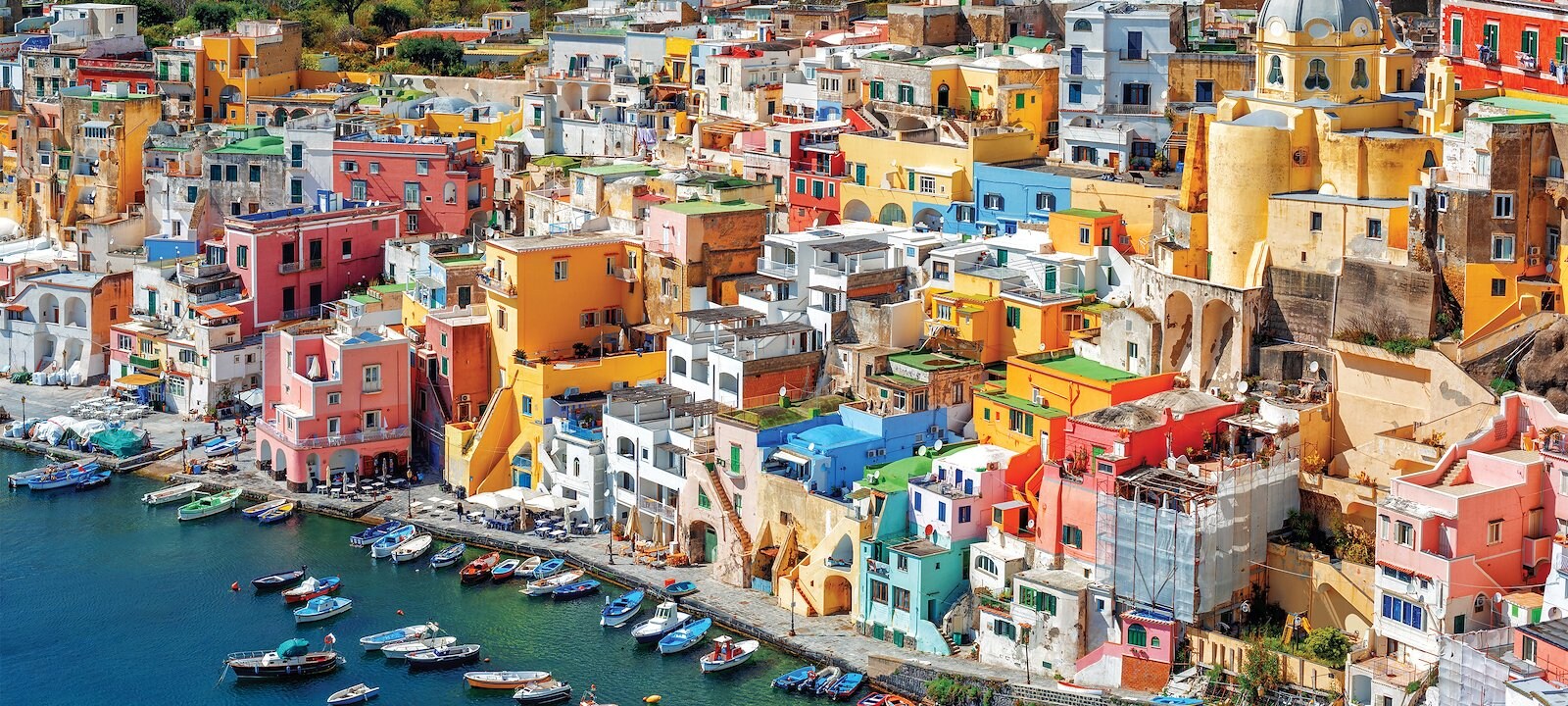 <p>The colorful Marina Corricella fishing village on Procida Island.</p>