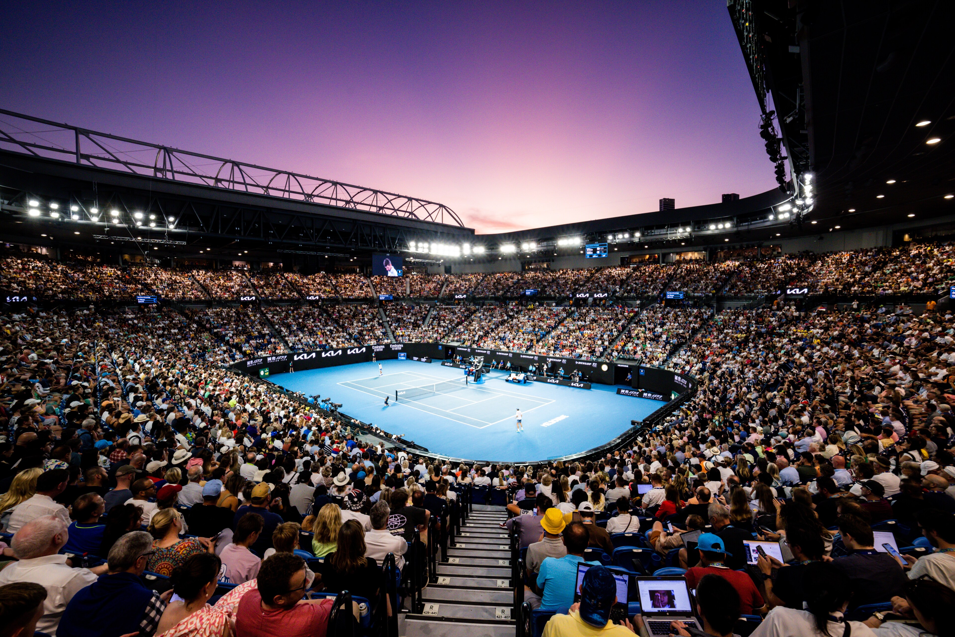 <p>A packed arena at the Australian Open.</p>