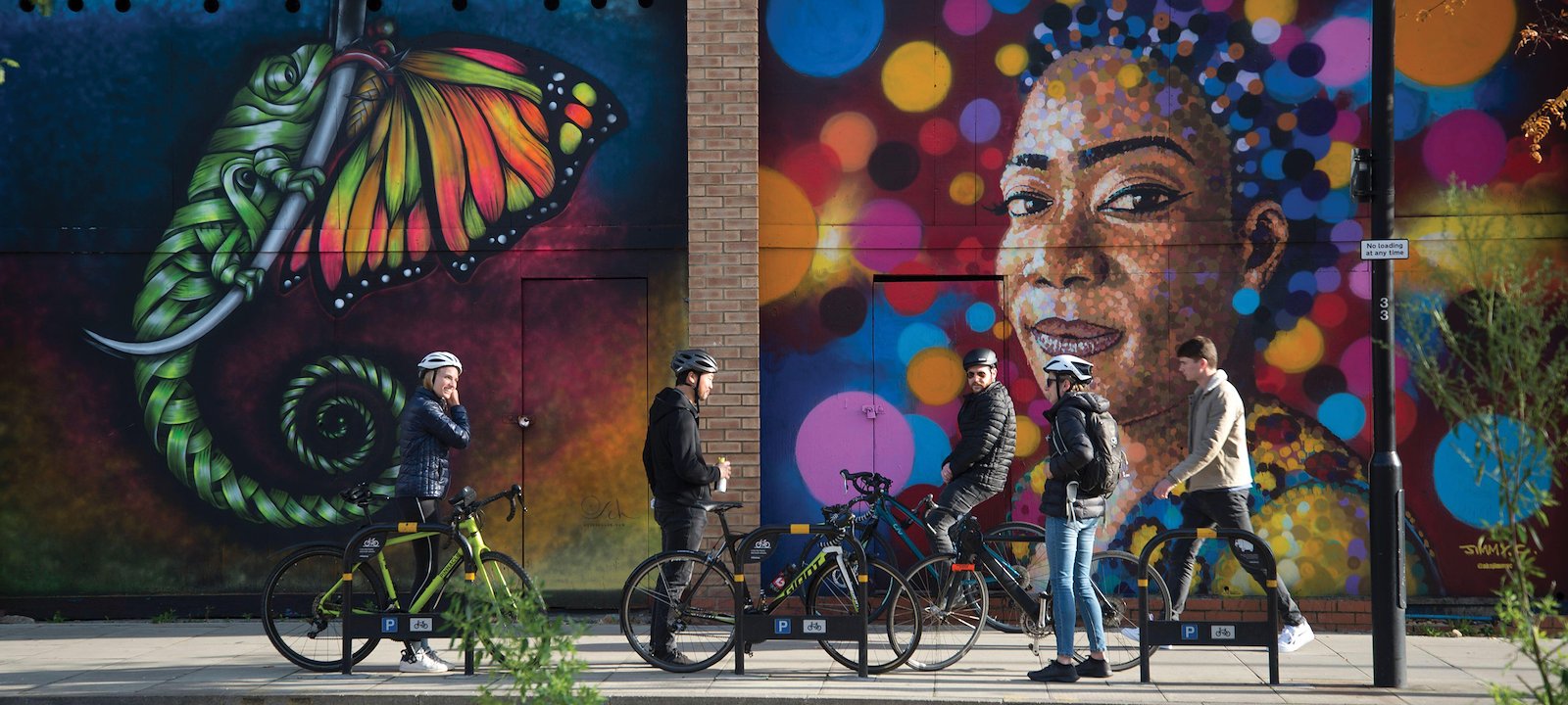 Colorful street art on Mare Street in Hackney.