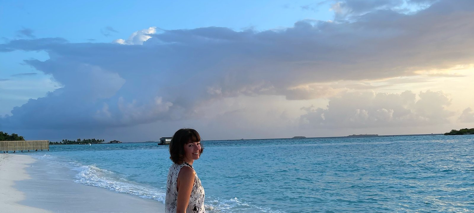 Lapping up the exquisite beauty of the beaches in the Maldives.