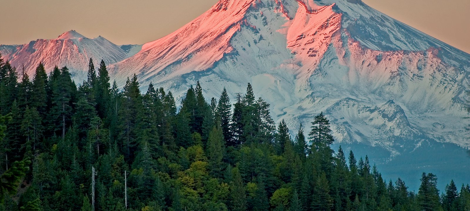 View of Mount Shasta from Castle Crags State Park.