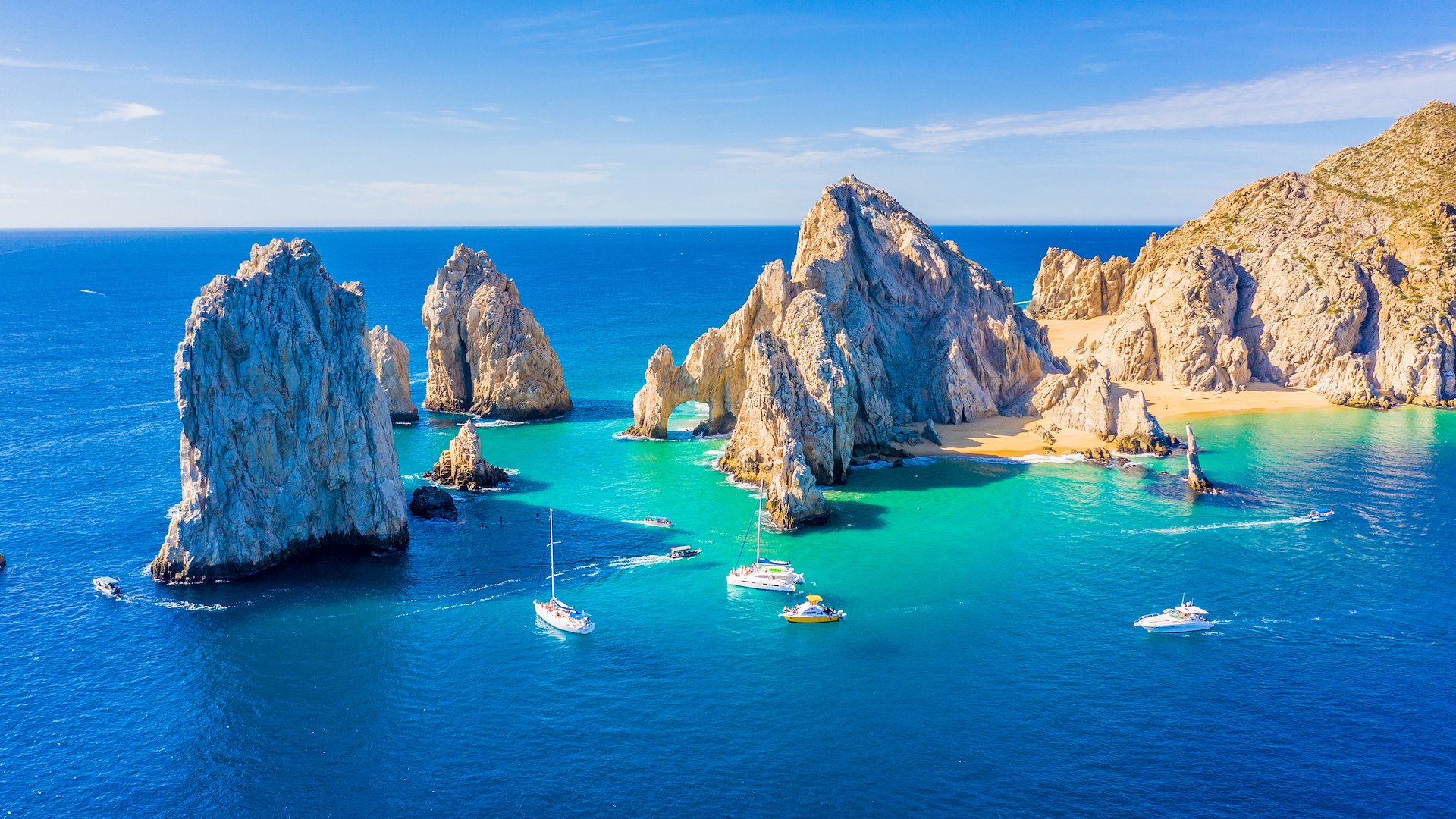 The Arch of Cabo San Lucas sits in pristine waters at the tip of Baja California Sur.