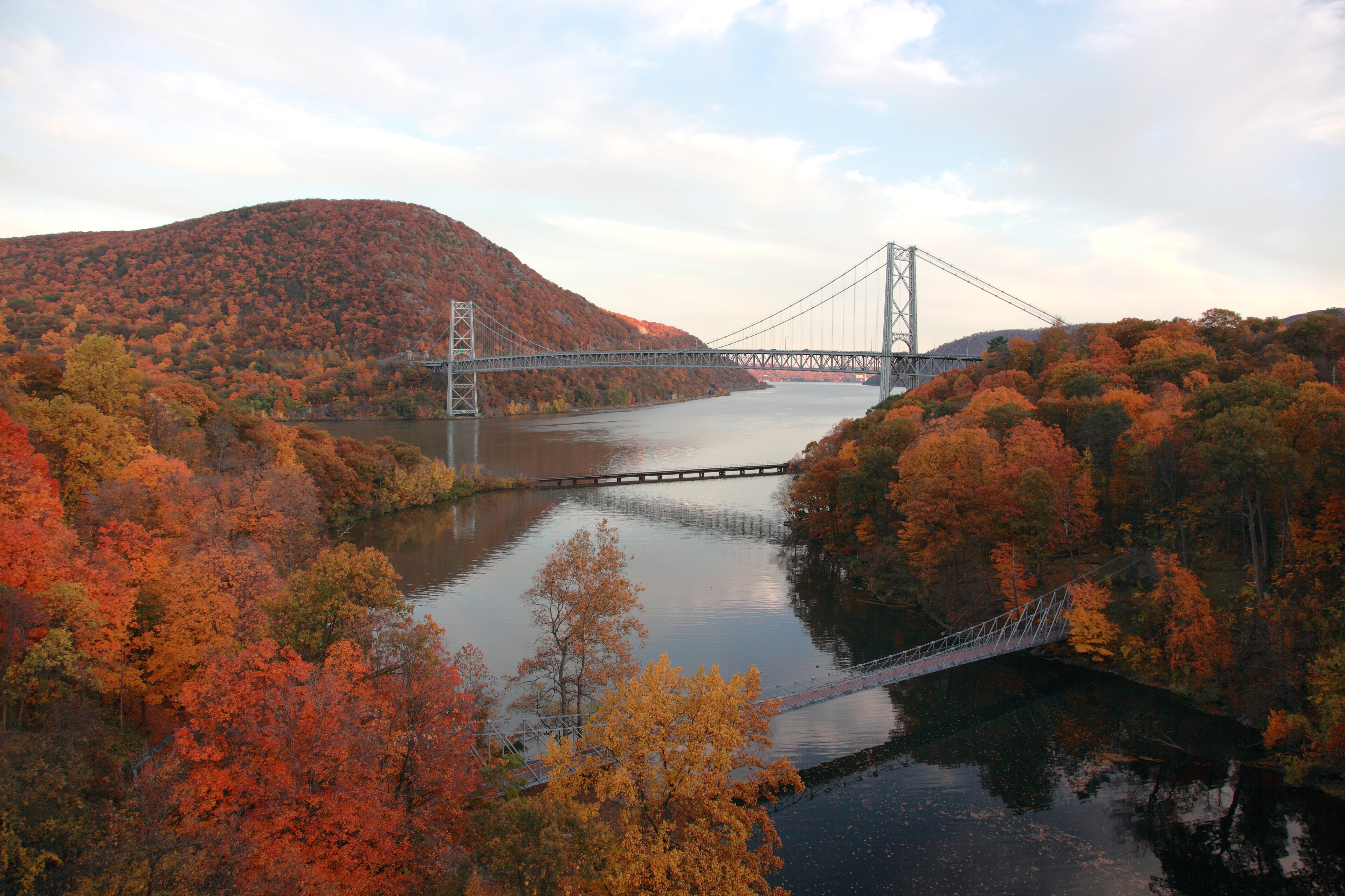 Bear Mountain Bridge crosses the Hudson River in New York.