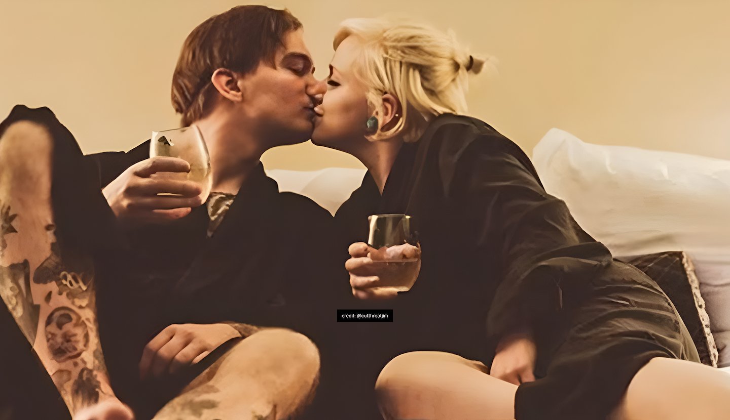 A couple enjoys a romantic moment at ACME Hotel in Chicago, Illinois.