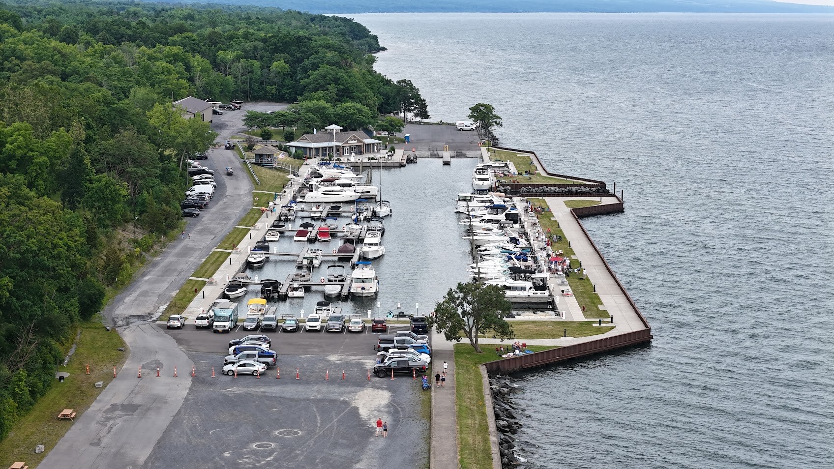 View of the marina at Seneca Lake Resorts in Romulus, New York.
