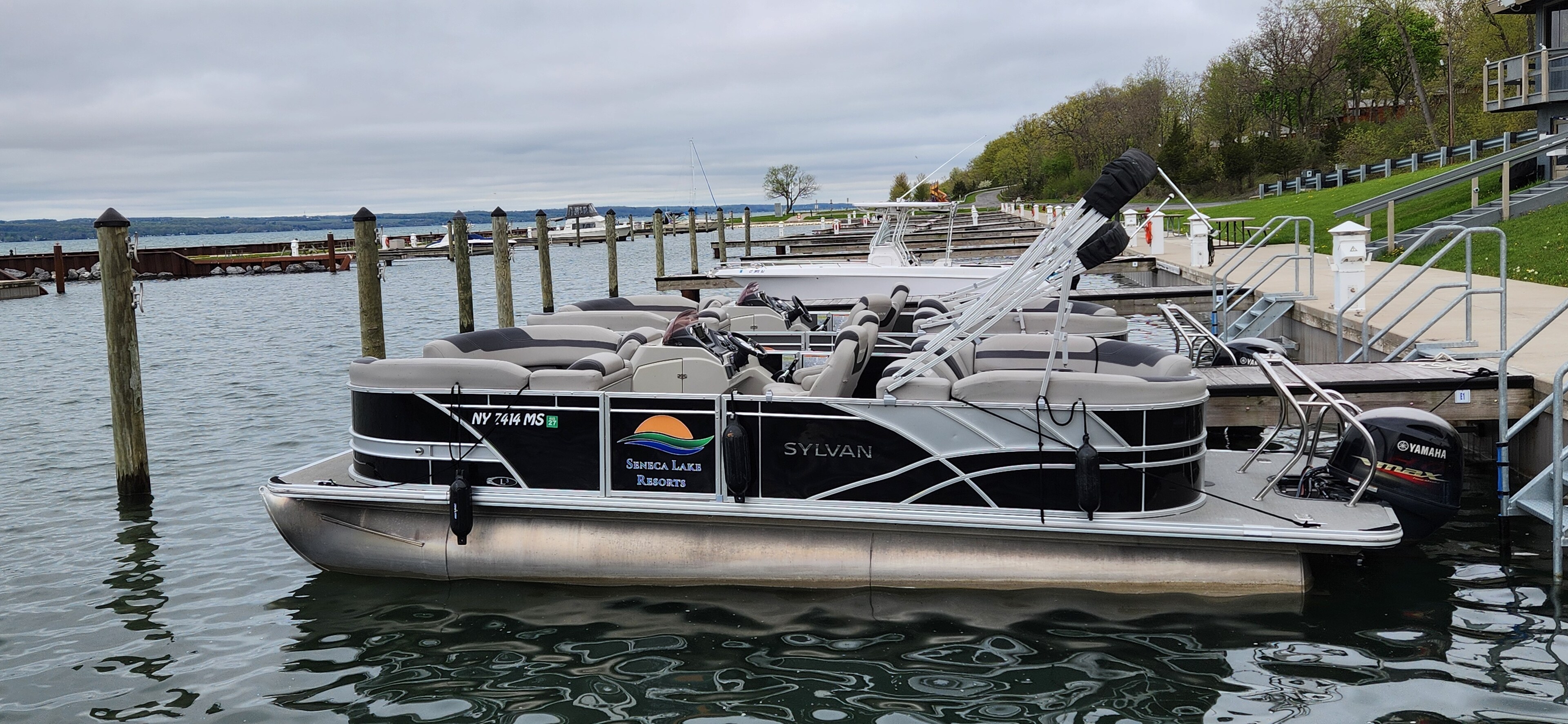 Boats are docked at Seneca Lake Resorts in Romulus, New York.