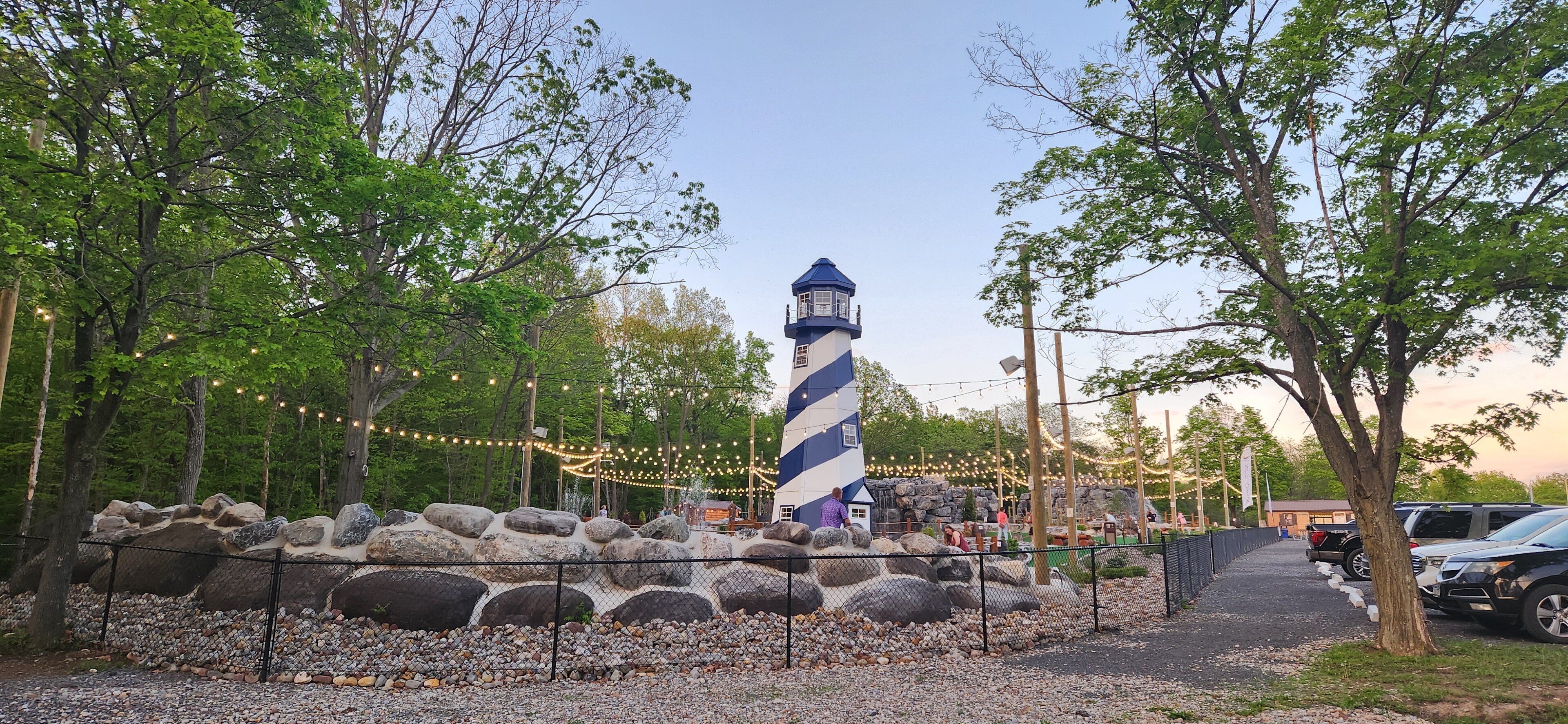 The lighthouse at Seneca Lake Resorts enhances the scenic view.