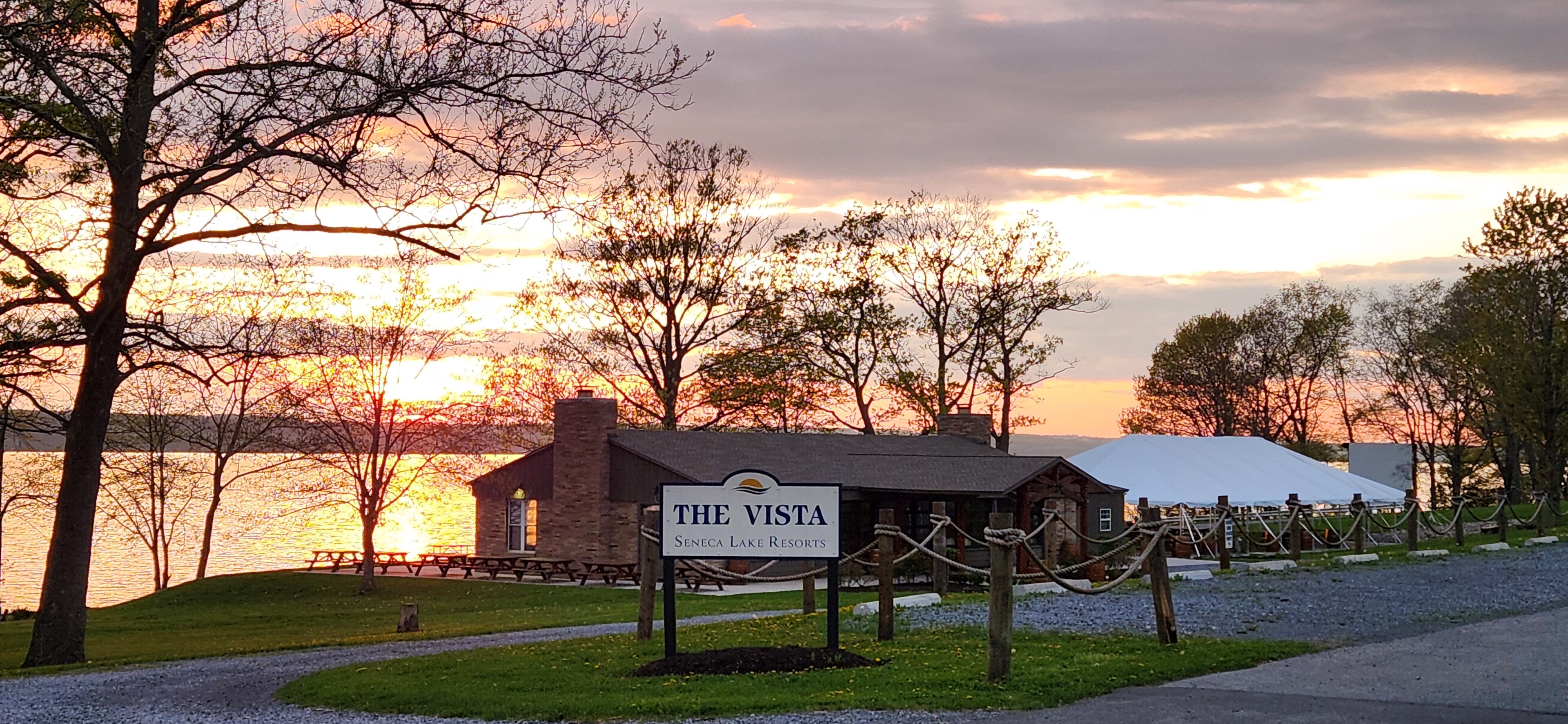 Sunset at The Vista, part of Seneca Lake Resorts in Romulus, New York.