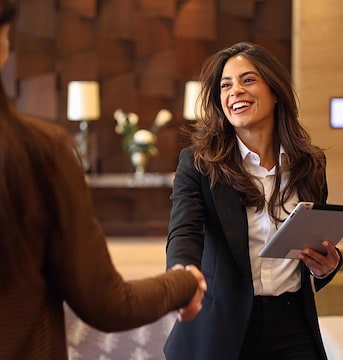Woman shaking hands