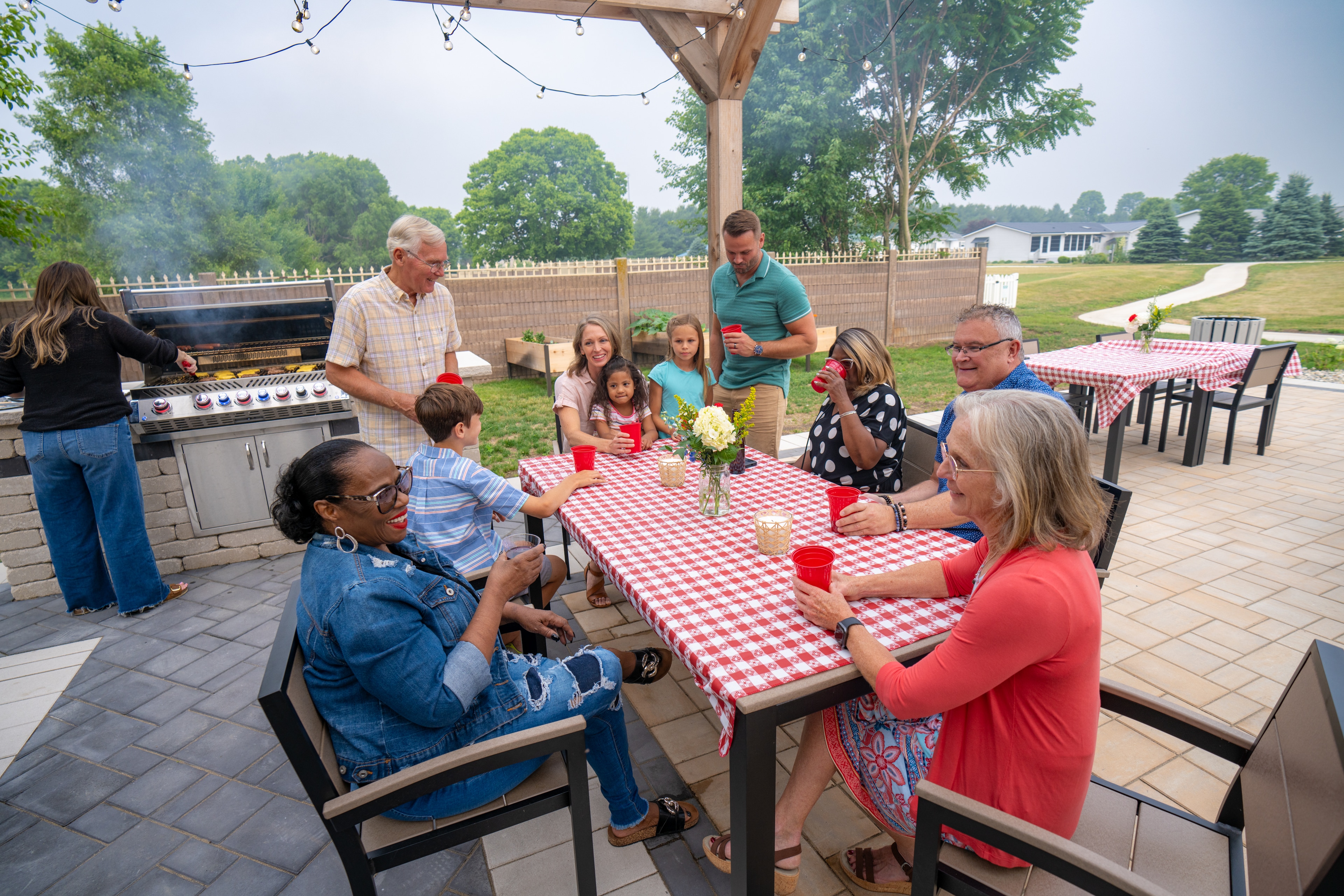 A group of people sitting around a table