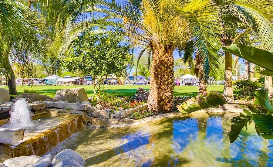 Resort grounds at Emerald Desert RV Resort, California