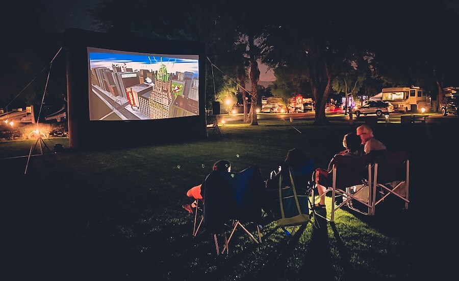 Outside Movie Area at Emerald Desert RV Resort, California