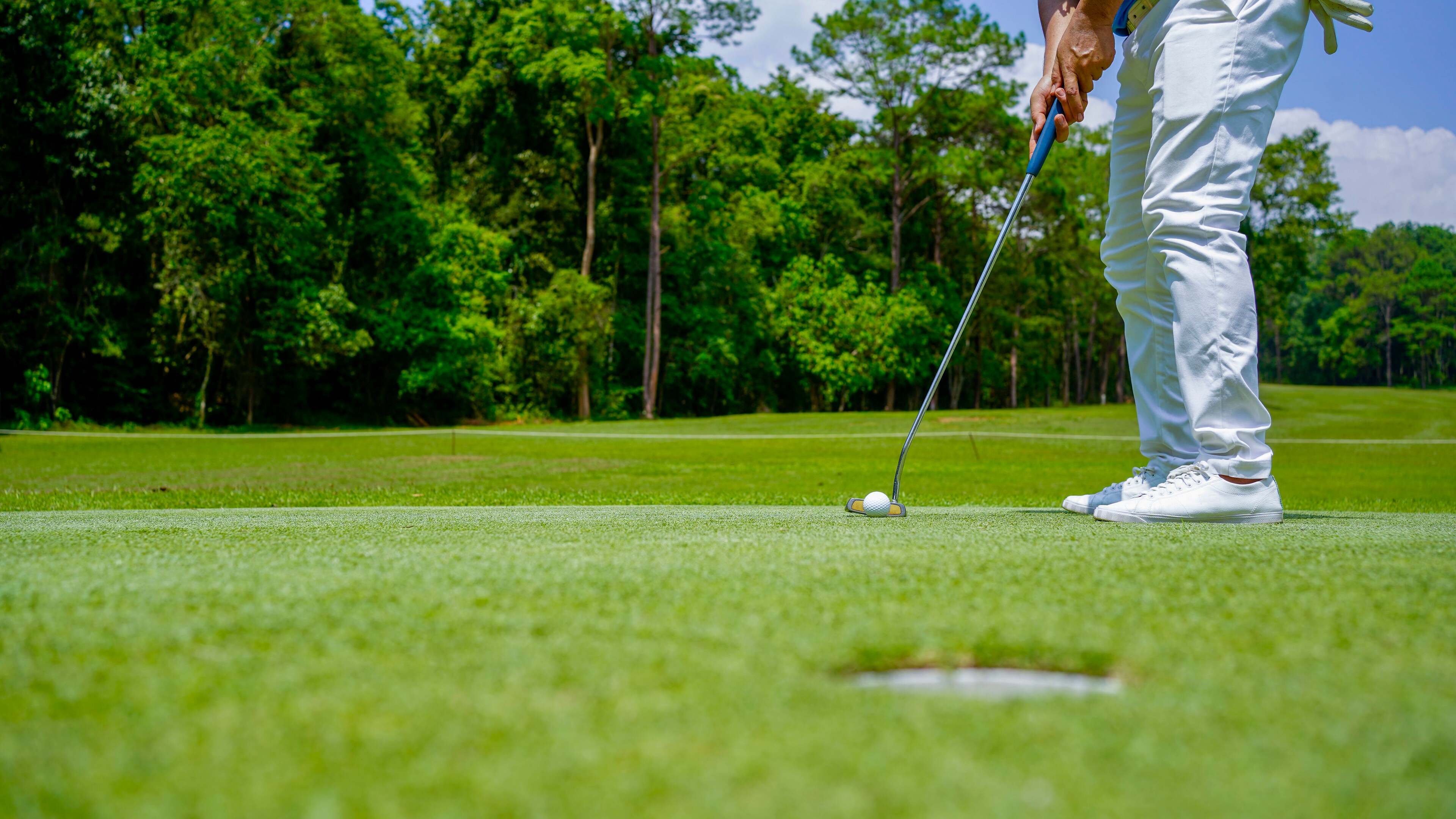Hemet California - Golfer in sunny green course area