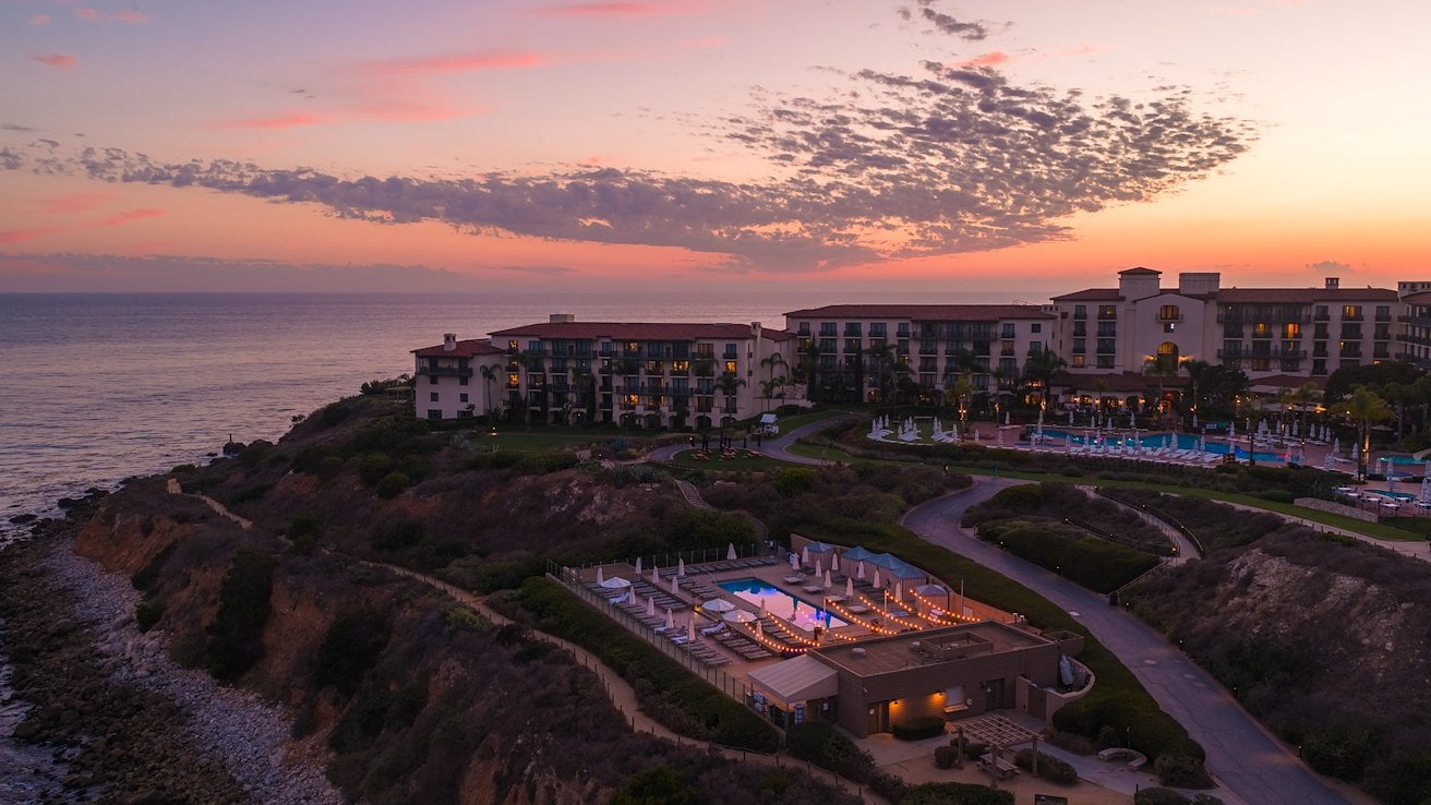 Aerial view of resort oceanside property