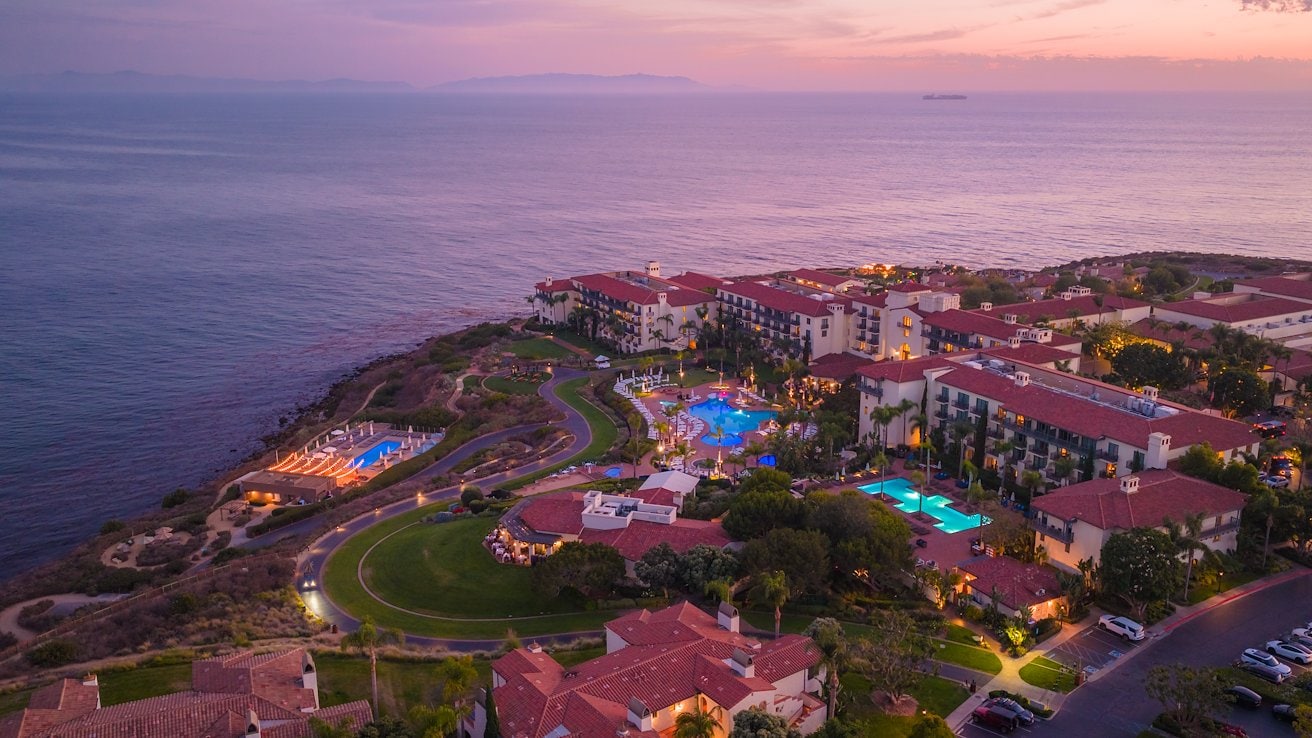 Sunset aerial of Terranea Resort