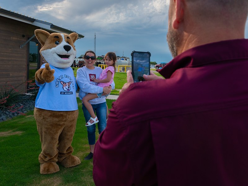 a family with biscuit at great escapes bryan college station
