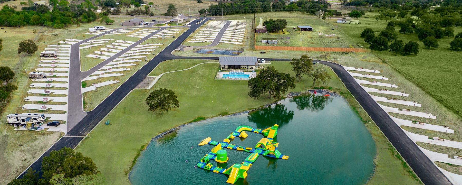 Drone View of RV Parking Station at Great Escapes RV Resorts, Texas
