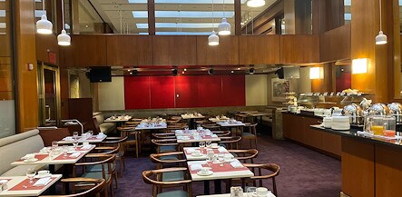 A restaurant with many tables and chairs, The Kitano Hotel New York