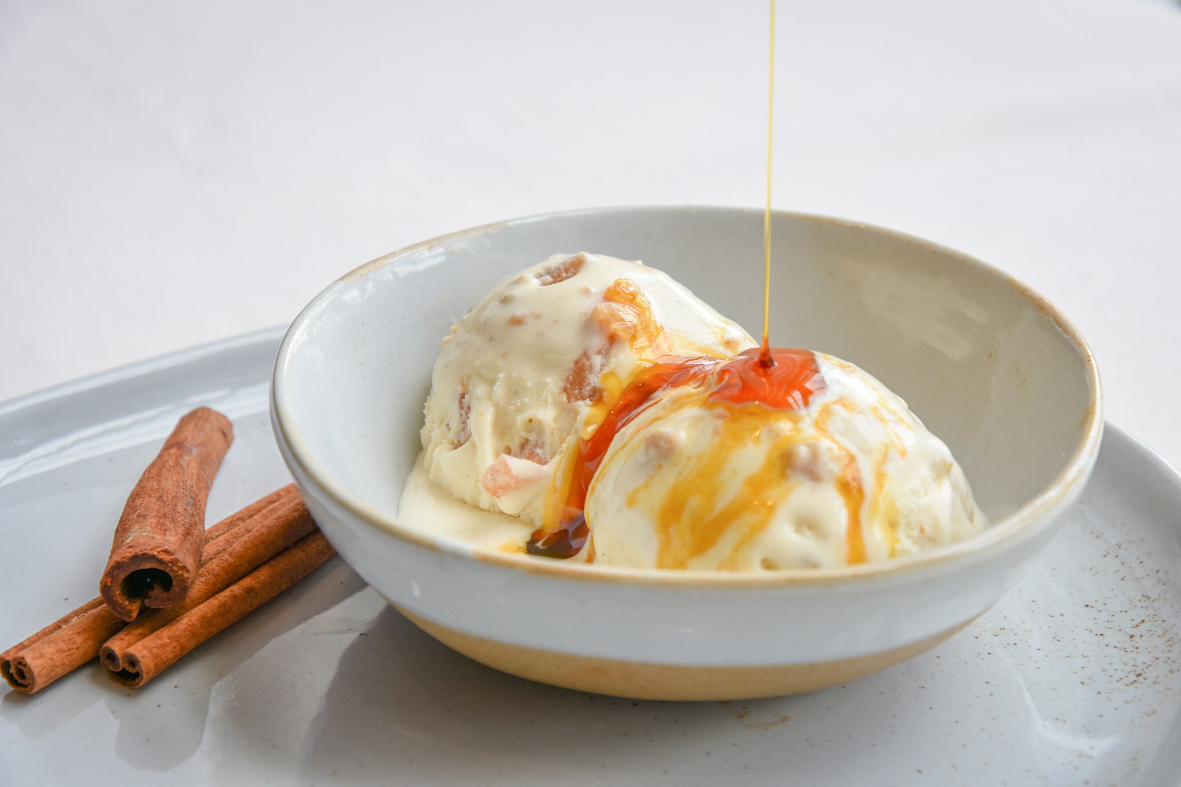 French Toast Ice Cream served in a waffle bowl, topped with whipped cream and syrup at The Otesaga Resort Hotel, New York