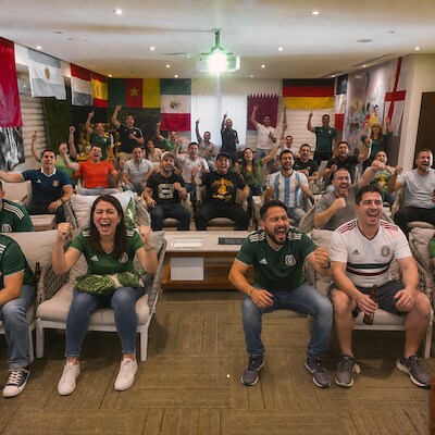 People enjoying the world cup at The Reef 28 in Playa del Carmen Mexico