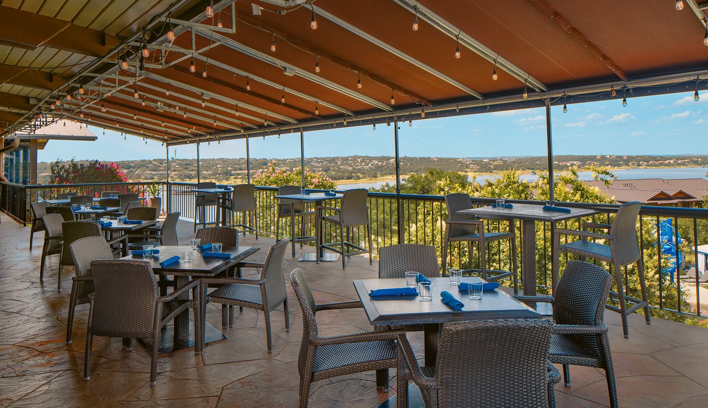 Lake views from 63 Restaurant outdoor seating 