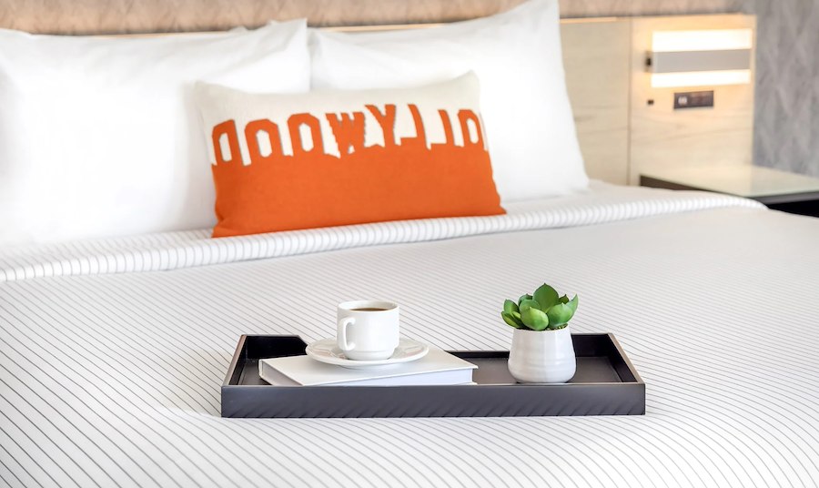 Tray on Bed on Cambria Hotel Burbank