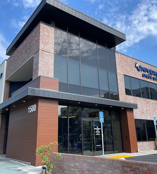 Exterior shot of the University Credit Union Headquarters in Westwood.