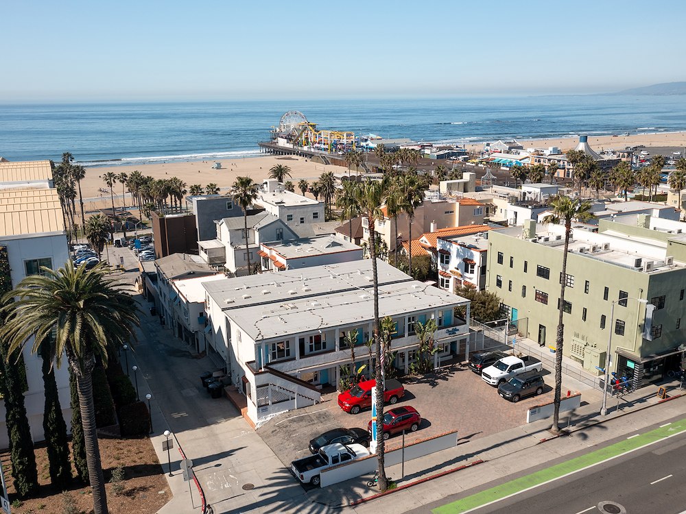View of Sea Blue Hotel and Santa Monica Beach, California