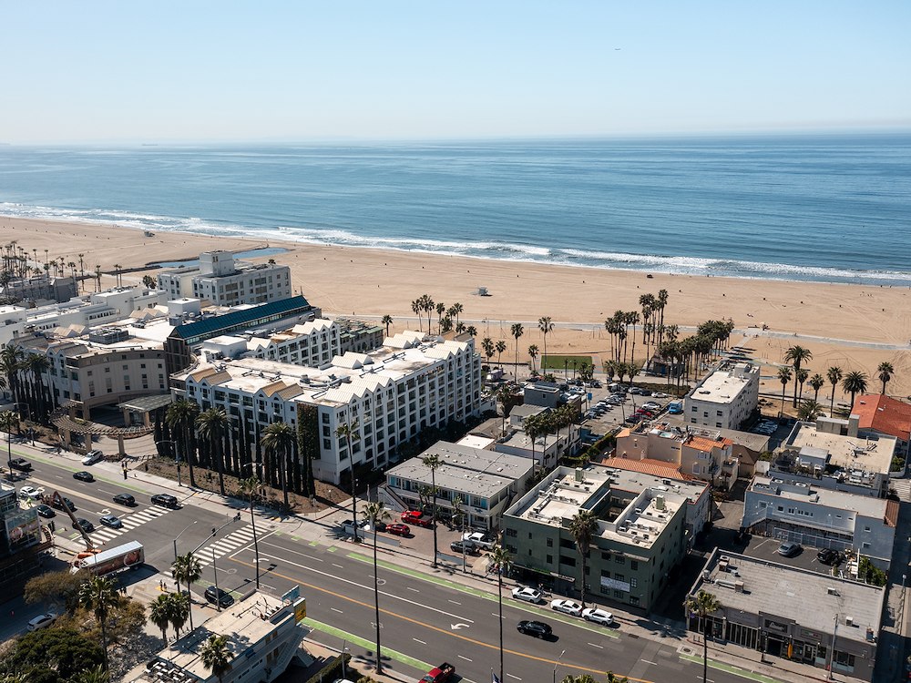 Aerial View of Sea Blue Hotel, Santa Monica, California