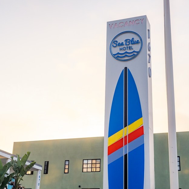 Sea Blue Hotel sign, Santa Monica, California