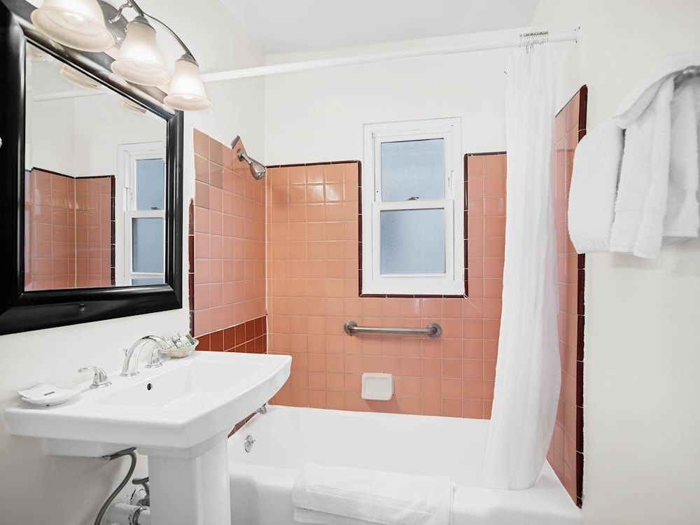 Bathroom at Classic King at Sea Blue Hotel, Santa Monica, California