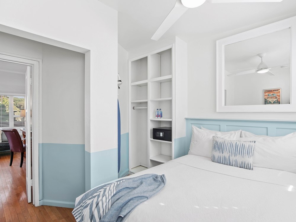 Wardrobe of Junior Suite at Sea Blue Hotel, Santa Monica, California