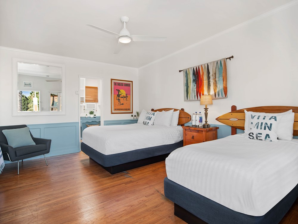 One Queen One Twin at Sea Blue Hotel, Santa Monica, California