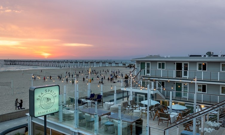 rooftop space with sunset view