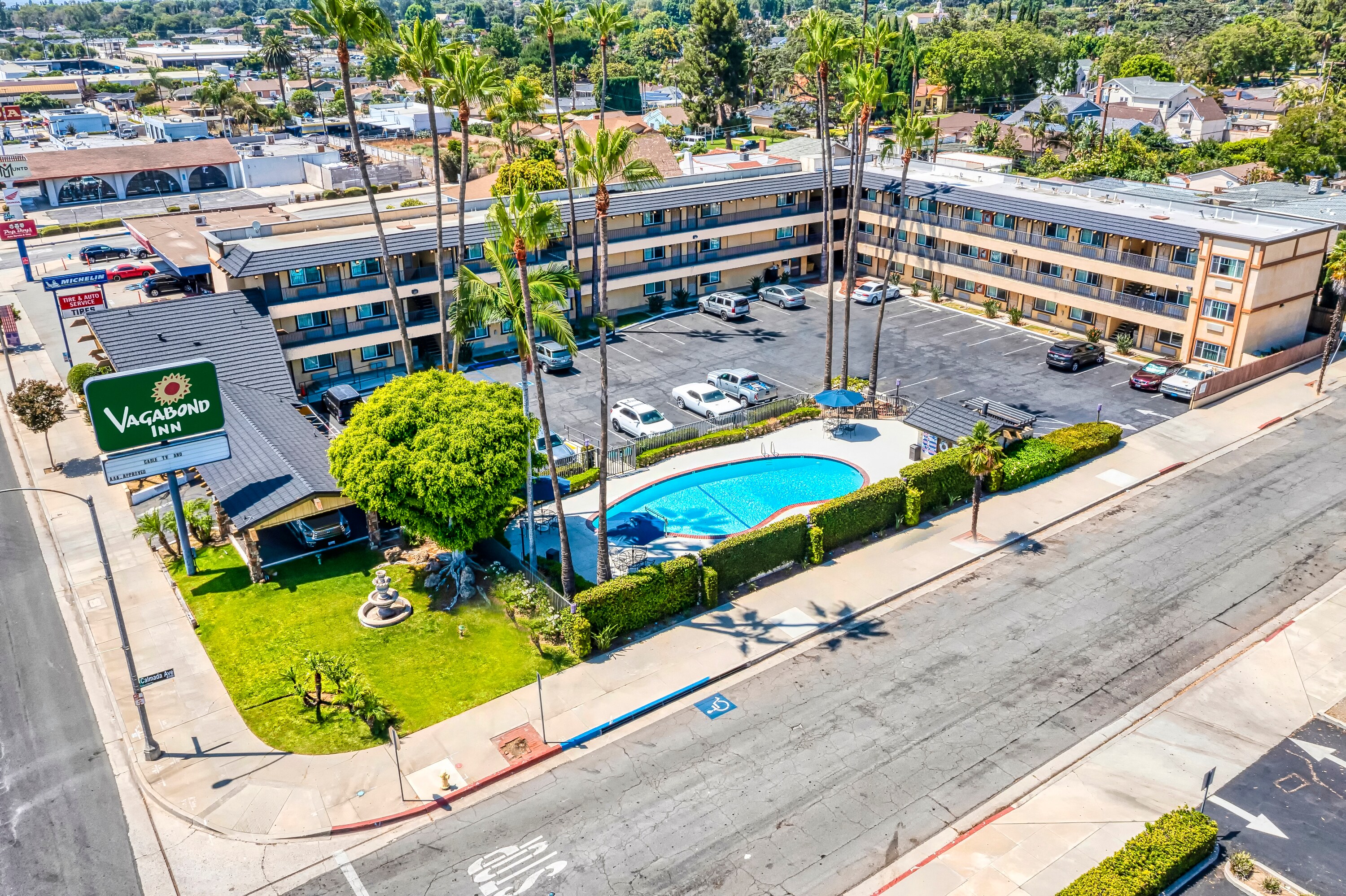 Aerial Exterior of Vagabond Inn - Whittier
