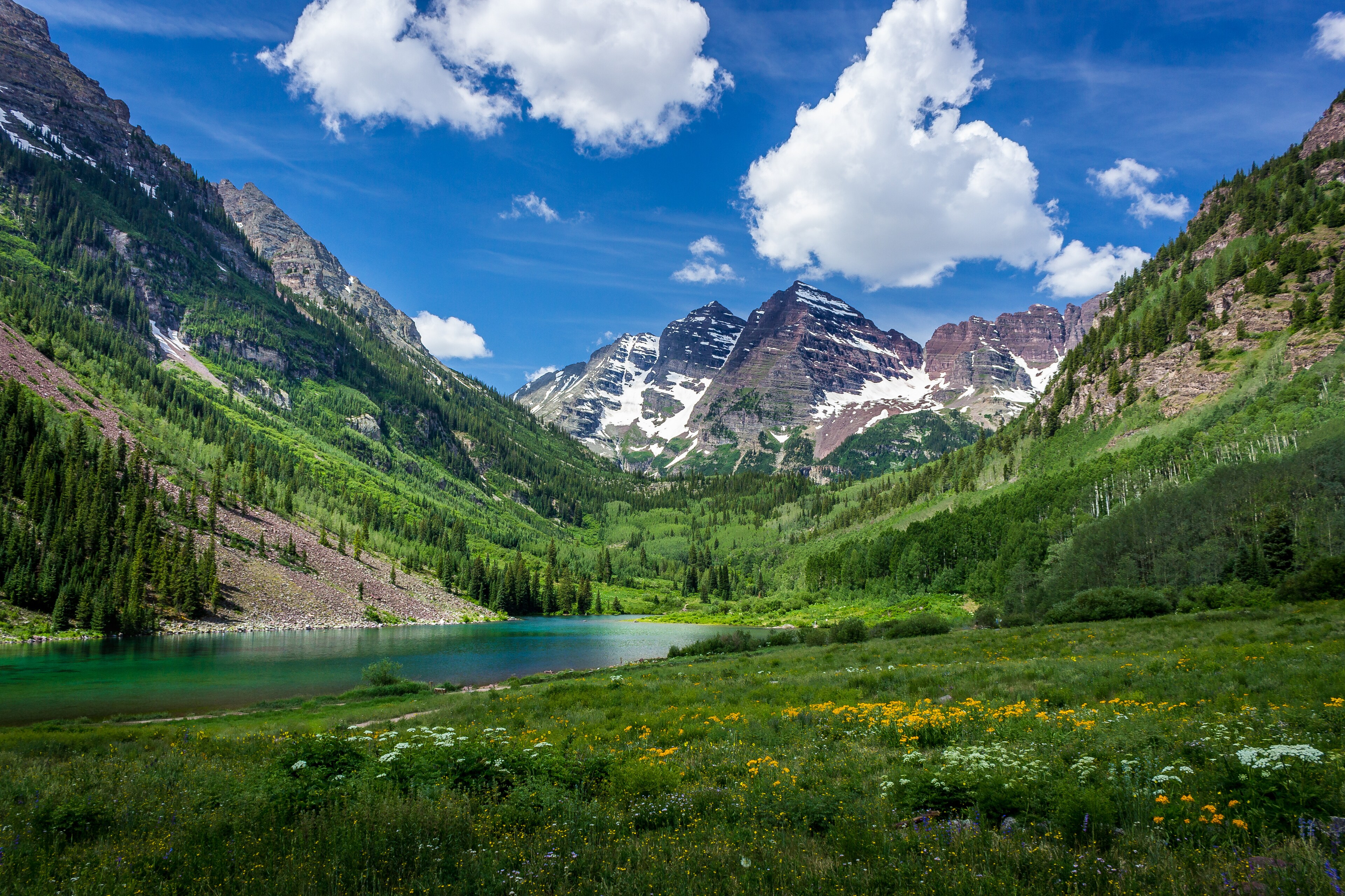 Scenic view of Maroon Bells in Aspen Colorado.