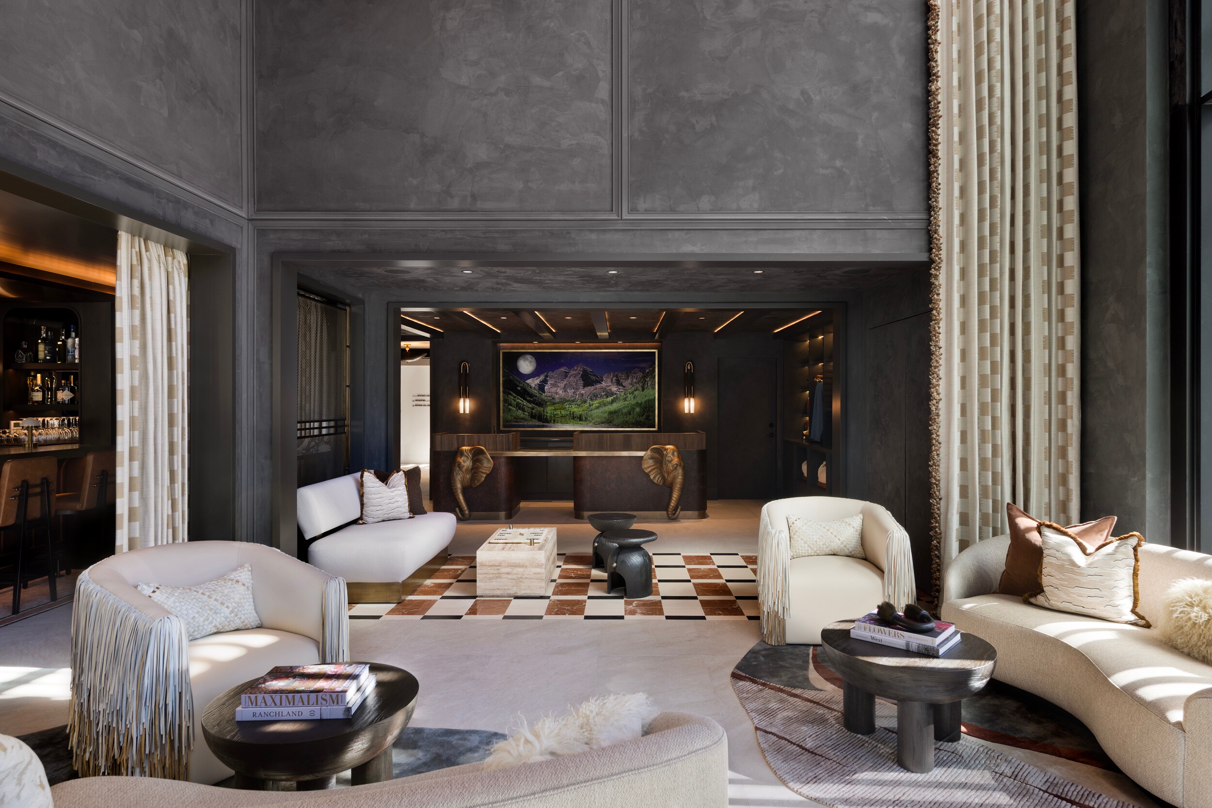 Stylish lobby area at White Elephant Aspen Hotel featuring modern decor.