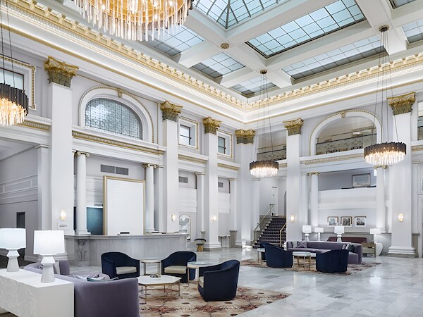 Lobby and Front Desk at The historic Westin Great Southern Hotel, Columbus