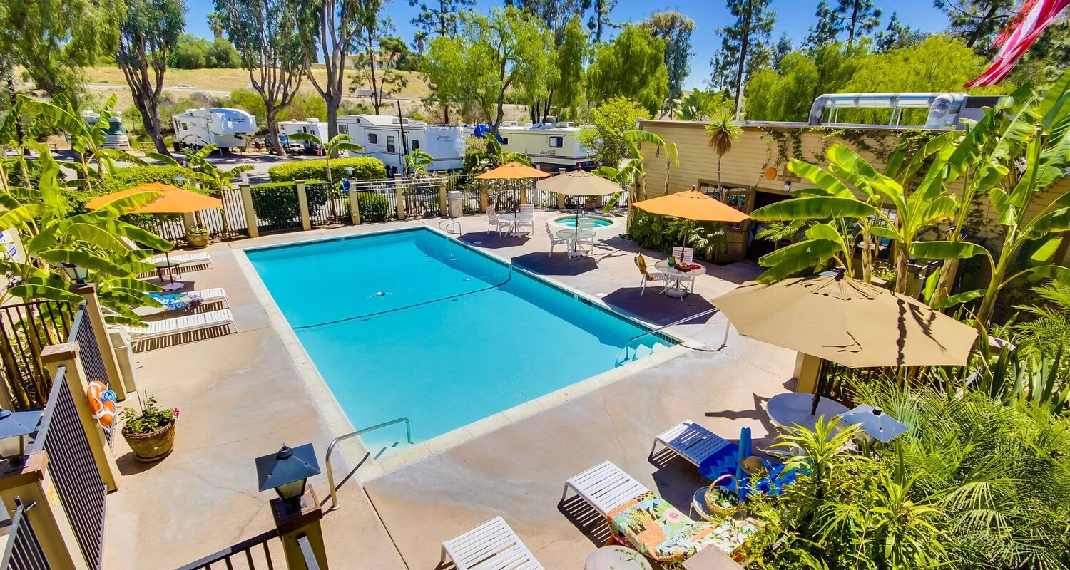 Aerial View of Swimming Pool at Circle RV Resort El Cajon, California
