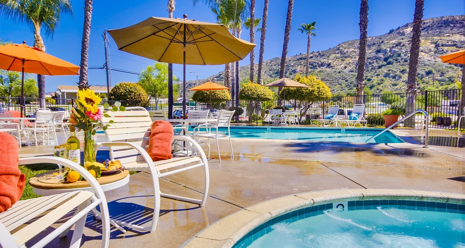 Exclusive Pool With Lounge Chairs at Oak Creek RV Resort, El Cajon