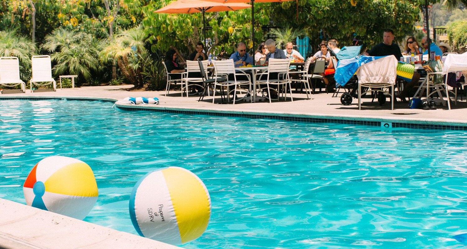 Luxurious Swimming Pool With Lounge Chair at San Diego RV Resort La Mesa, California 