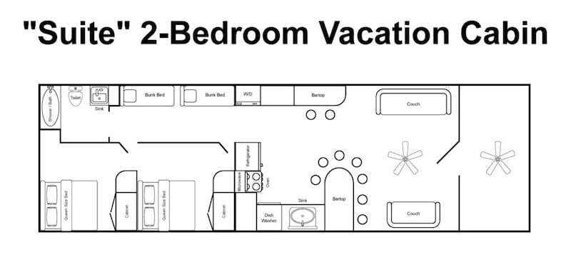Suite 2 Bedroom Vacation Cabins (2 Plex) T-14